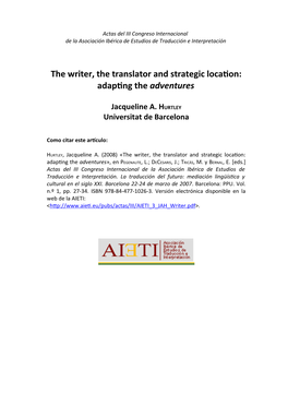 The Writer, the Translator and Strategic Location: Adapting the Adventures