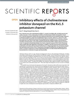 Inhibitory Effects of Cholinesterase Inhibitor Donepezil on the Kv1.5