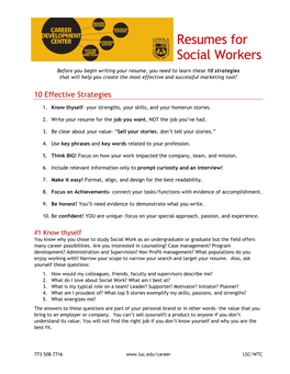 Resumes for Social Workers