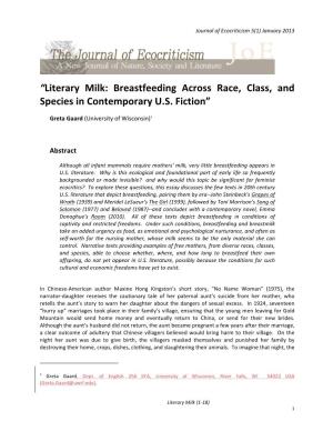 “Literary Milk: Breastfeeding Across Race, Class, and Species in Contemporary U.S