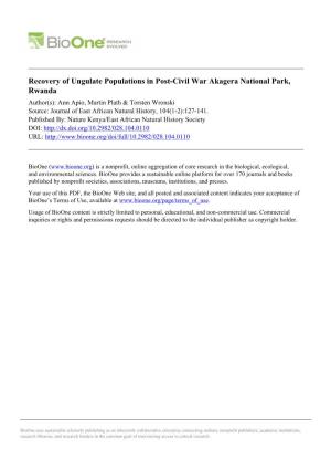 Recovery of Ungulate Populations in Post-Civil War Akagera National