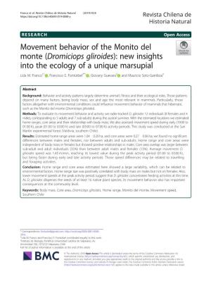Movement Behavior of the Monito Del Monte (Dromiciops Gliroides): New Insights Into the Ecology of a Unique Marsupial Lida M