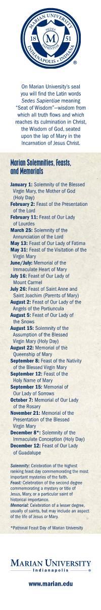MARIAN UNIVERSITY Marian Solemnities, Feasts, and Memorials