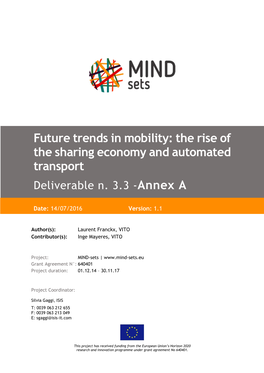 The Rise of the Sharing Economy and Automated Transport Deliverable N