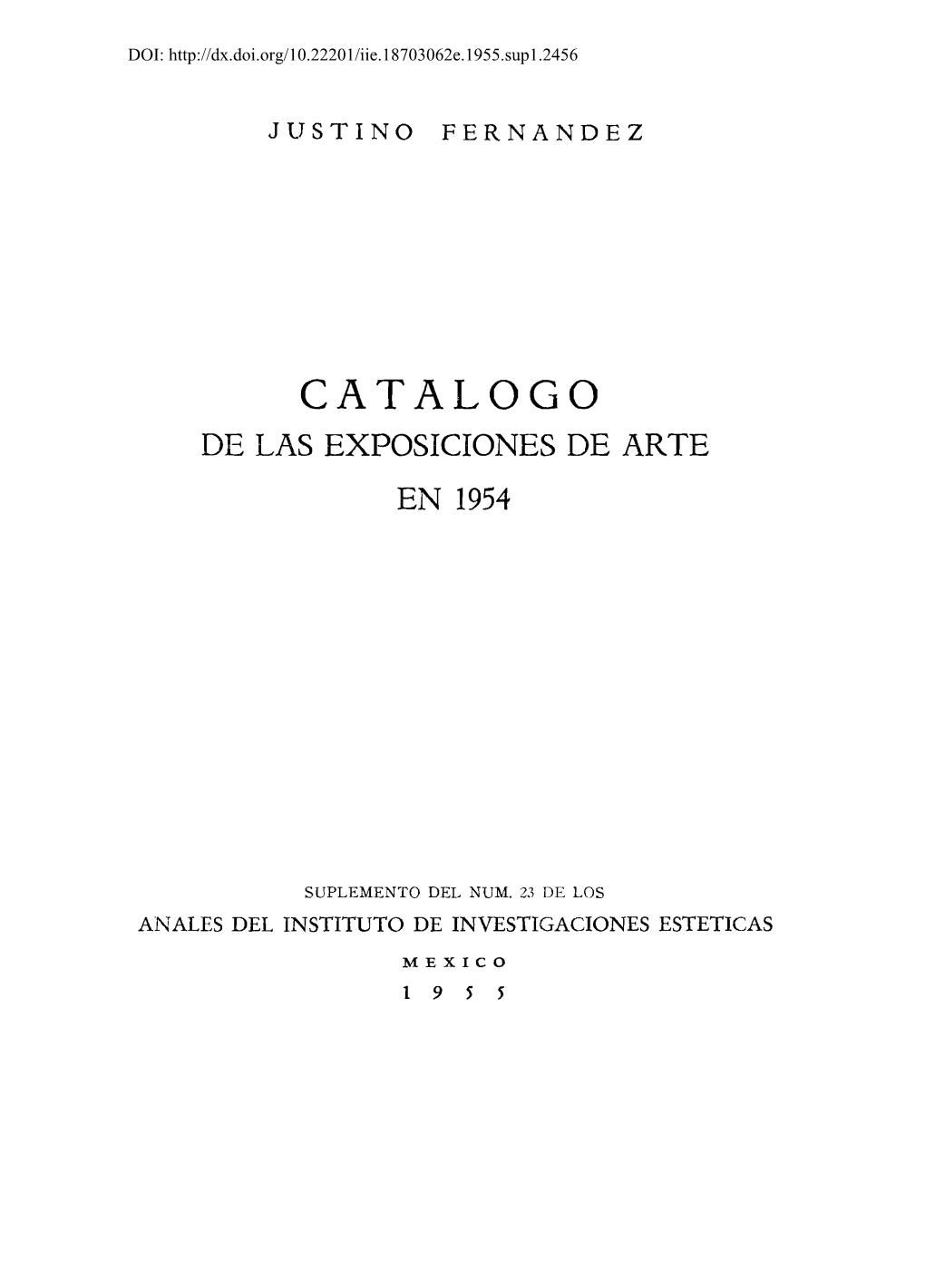 Catalogo De Las Exposiciones De Arte En 1954