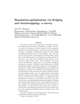 Simulation-Optimization Via Kriging and Bootstrapping: a Survey