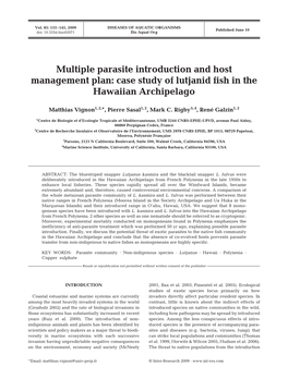 Multiple Parasite Introduction and Host Management Plan: Case Study of Lutjanid Fish in the Hawaiian Archipelago