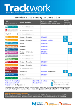 Monday 21 to Sunday 27 June 2021