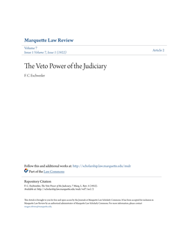 The Veto Power of the Judiciary, 7 Marq