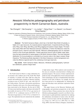 Mesozoic Lithofacies Palaeogeography and Petroleum Prospectivity in North Carnarvon Basin, Australia