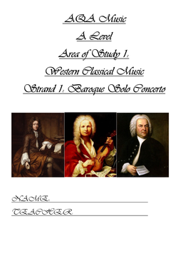 Western Classical Music Strand 1: Baroque Solo Concerto