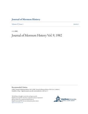 Journal of Mormon History Vol. 9, 1982