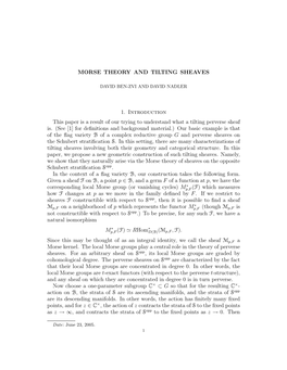 MORSE THEORY and TILTING SHEAVES 1. Introduction This