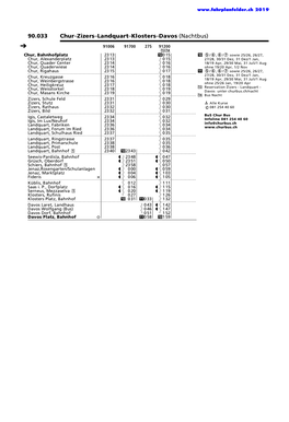 90.033 Chur–Zizers–Landquart–Klosters–Davos (Nachtbus) Ì