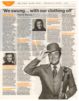 'We Swung ... with Our Clothing Off' Are There Similarities : White Devil by John Between You and Steed? Patrick Macnee, 88 Years Young, Talks About : Webster
