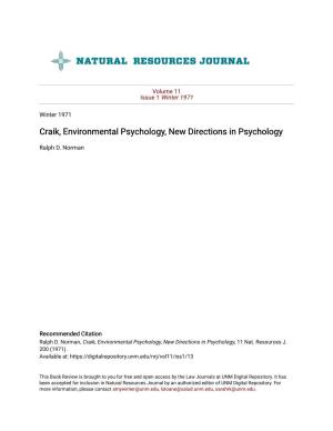Craik, Environmental Psychology, New Directions in Psychology