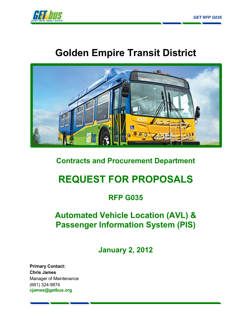 Golden Empire Transit District REQUEST for PROPOSALS