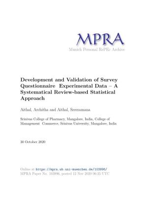 Development and Validation of Survey Questionnaire Experimental Data – a Systematical Review-Based Statistical Approach