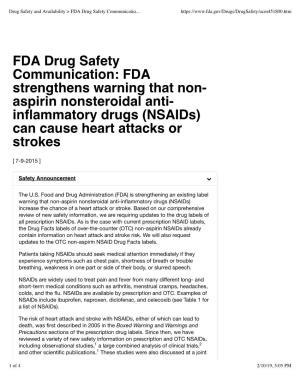 FDA Strengthens Warning That Non-Aspirin