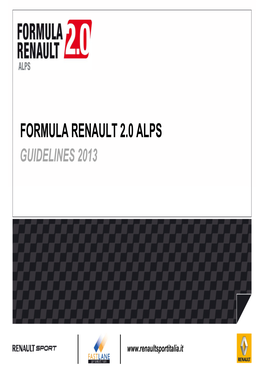 Formula Renault 2.0 Alps Guidelines 2013