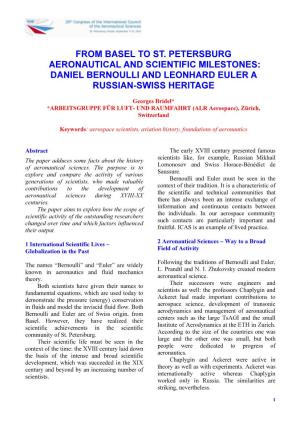 Daniel Bernoulli and Leonhard Euler a Russian-Swiss Heritage