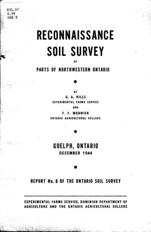 Reconnaissance Soil Survey of Parts of Northwestern Ontario