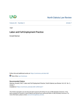 Labor and Full Employment Practice