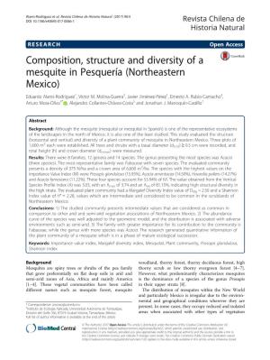 Composition, Structure and Diversity of a Mesquite in Pesquería (Northeastern Mexico) Eduardo Alanís-Rodríguez1, Víctor M