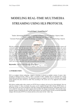 Modeling Real-Time Multimedia Streaming Using Hls Protocol