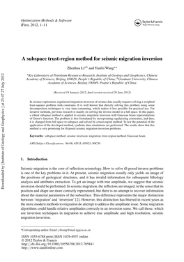 A Subspace Trust-Region Method for Seismic Migration Inversion