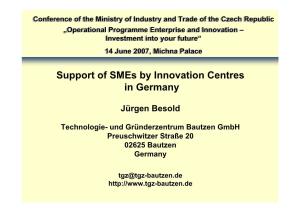 Support of Smes by Innovation Centres in Germany