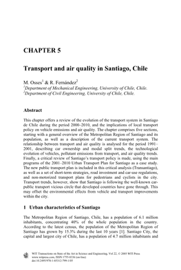 CHAPTER 5 Transport and Air Quality in Santiago, Chile