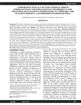 Comparative Efficacy of Intra-Lesional Sodium Stibogluconate