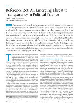 Reference Rot: an Emerging Threat to Transparency in Political Science