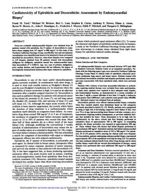 Cardiotoxicity of Epirubicin and Doxorubicin: Assessment by Endomyocardial Biopsy1