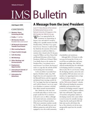 IMS Bulletin July/August 2004