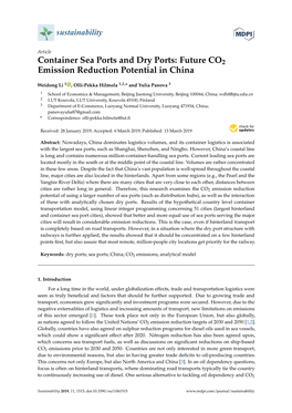 Container Sea Ports and Dry Ports: Future CO2 Emission Reduction Potential in China