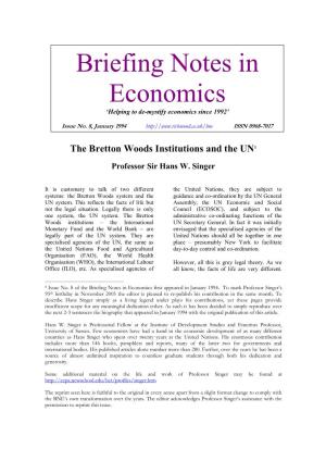 'The Bretton Woods Institutions and the UN'