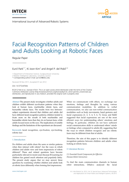 Facial Recognition Patterns of Children and Adults Looking at Robotic Faces