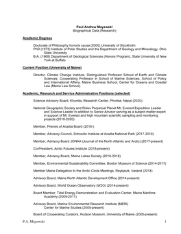 Paul Andrew Mayewski CV