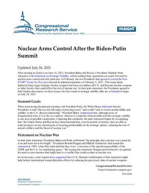 Nuclear Arms Control After the Biden-Putin Summit