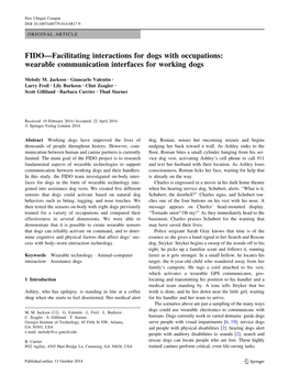 FIDO—Facilitating Interactions for Dogs with Occupations: Wearable Communication Interfaces for Working Dogs