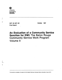 The Baton Rouge Community Service Work Program Volume II