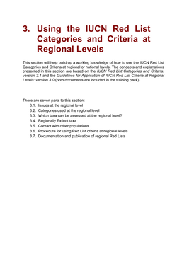 3. Using the IUCN Red List Categories and Criteria at Regional Levels