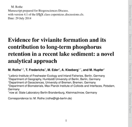 Vivianite Formation and Its Contribution to Phosphorus Retention