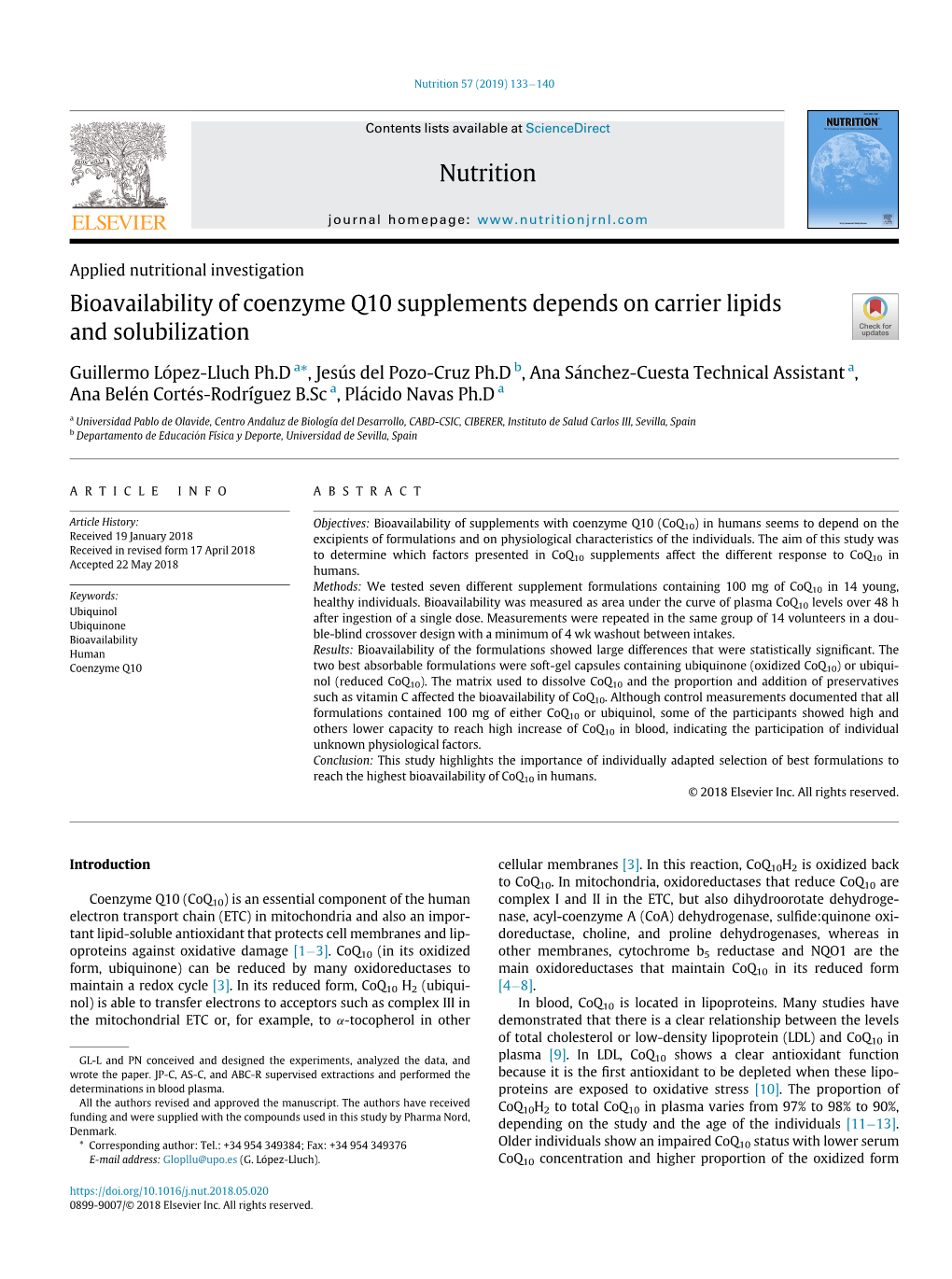 Bioavailability of Coenzyme Q10 Supplements Depends on Carrier Lipids and Solubilization