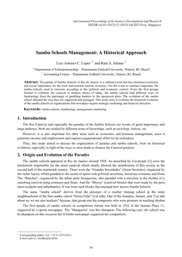 Samba Schools Management: a Historical Approach