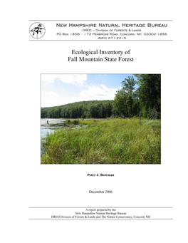 Ecological Inventory of Fall Mountain State Forest
