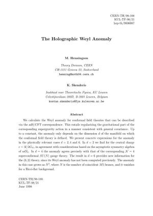 The Holographic Weyl Anomaly
