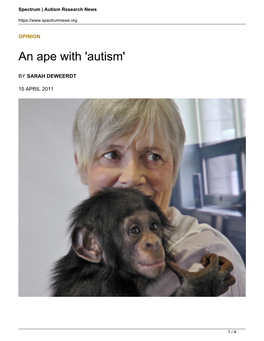 An Ape with &#8216;Autism&#8217;